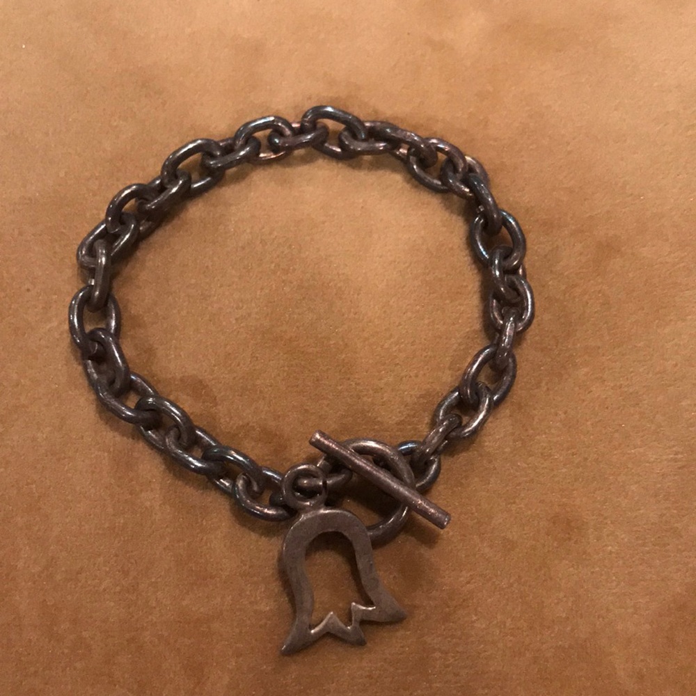 Vintage 60s sterling silver tulip chain bracelet